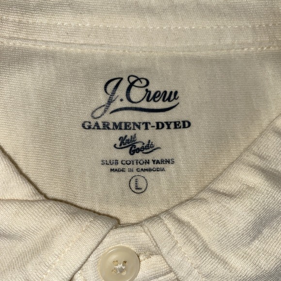 J. Crew Mens Shirt Large Garment Dyed Harbor Baywood Ivory Slub Cotton Collared - Picture 6 of 10